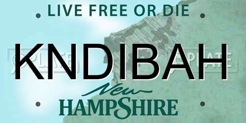 KNDIBAH New Hampshire License Plate