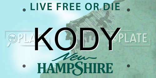 KODY New Hampshire License Plate