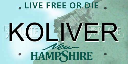 KOLIVER New Hampshire License Plate