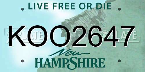 KOO2647 New Hampshire License Plate
