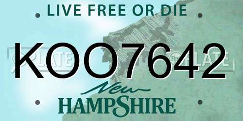 KOO7642 New Hampshire License Plate