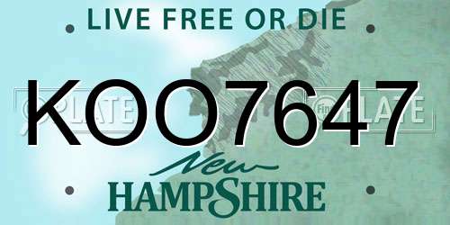KOO7647 New Hampshire License Plate