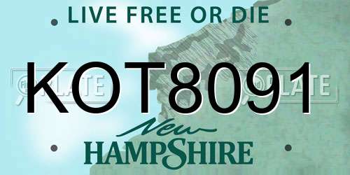 KOT8091 New Hampshire License Plate