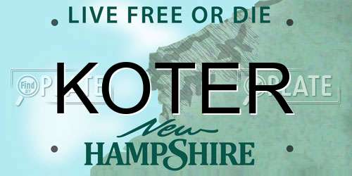 KOTER New Hampshire License Plate