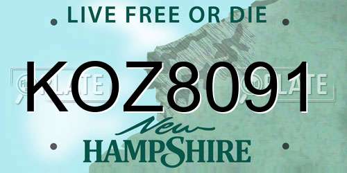KOZ8091 New Hampshire License Plate