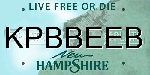 KPBBEEB New Hampshire License Plate