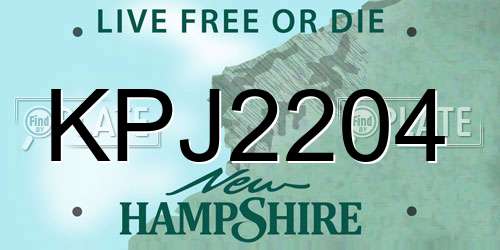 KPJ2204 New Hampshire License Plate