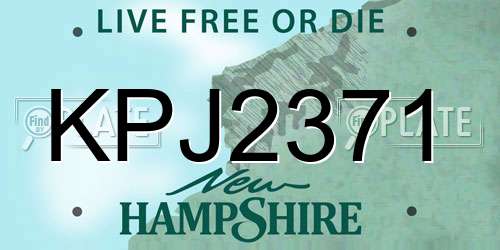 KPJ2371 New Hampshire License Plate