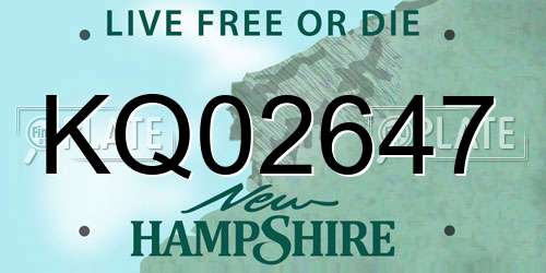 KQ02647 New Hampshire License Plate