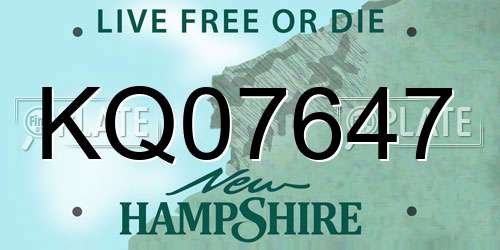 KQ07647 New Hampshire License Plate