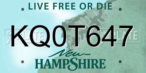 KQ0T647 New Hampshire License Plate