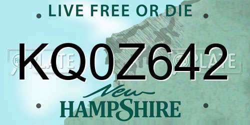 KQ0Z642 New Hampshire License Plate