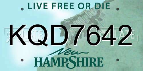 KQD7642 New Hampshire License Plate