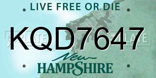 KQD7647 New Hampshire License Plate