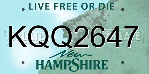KQQ2647 New Hampshire License Plate