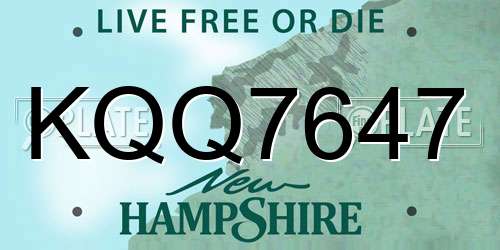 KQQ7647 New Hampshire License Plate