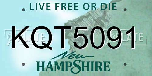 KQT5091 New Hampshire License Plate