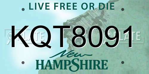 KQT8091 New Hampshire License Plate