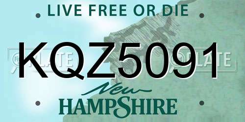 KQZ5091 New Hampshire License Plate