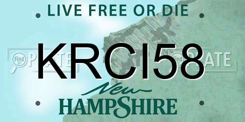KRCI58 New Hampshire License Plate