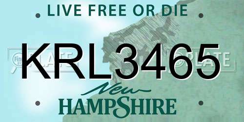 KRL3465 New Hampshire License Plate