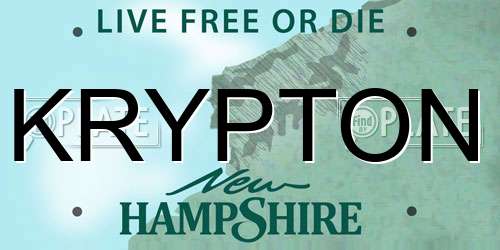 KRYPTON New Hampshire License Plate