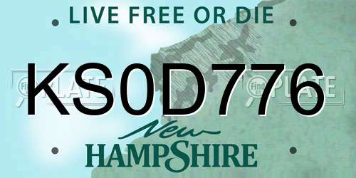 KS0D776 New Hampshire License Plate