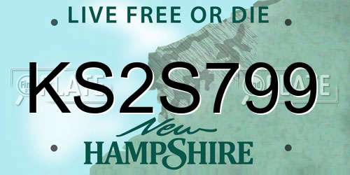 KS2S799 New Hampshire License Plate