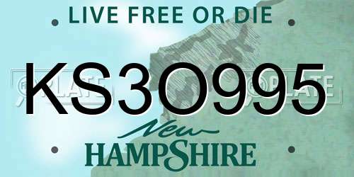 KS3O995 New Hampshire License Plate