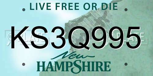 KS3Q995 New Hampshire License Plate