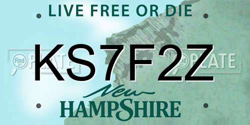 KS7F2Z New Hampshire License Plate