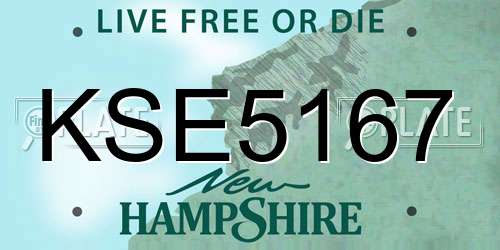 KSE5167 New Hampshire License Plate