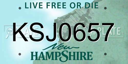 KSJ0657 New Hampshire License Plate