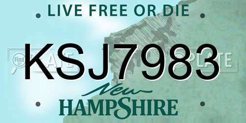 KSJ7983 New Hampshire License Plate