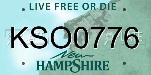 KSO0776 New Hampshire License Plate