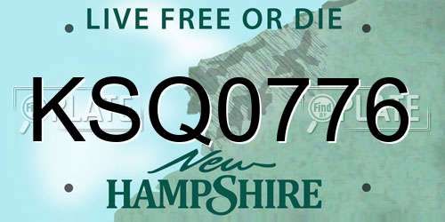 KSQ0776 New Hampshire License Plate
