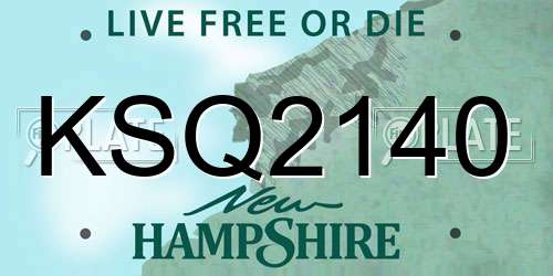 KSQ2140 New Hampshire License Plate