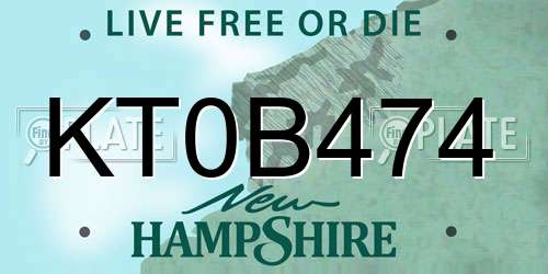 KT0B474 New Hampshire License Plate