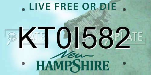 KT0I582 New Hampshire License Plate
