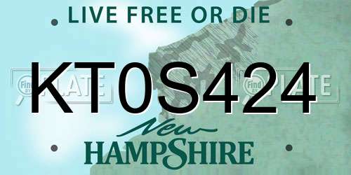 KT0S424 New Hampshire License Plate
