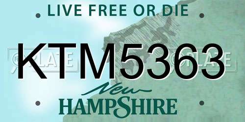 KTM5363 New Hampshire License Plate