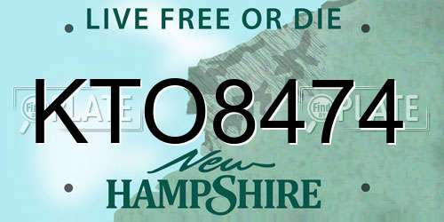KTO8474 New Hampshire License Plate