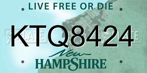 KTQ8424 New Hampshire License Plate