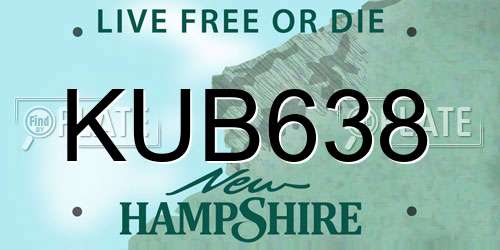 KUB638 New Hampshire License Plate