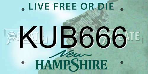 KUB666 New Hampshire License Plate