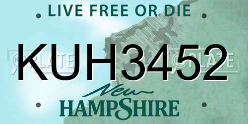 KUH3452 New Hampshire License Plate