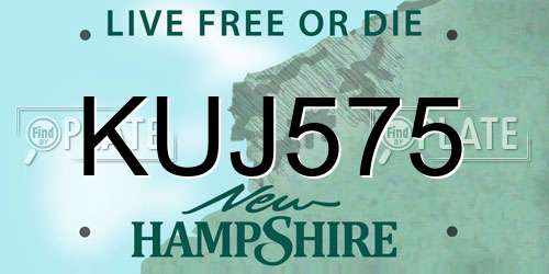 KUJ575 New Hampshire License Plate