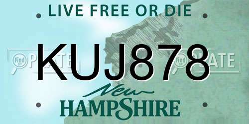 KUJ878 New Hampshire License Plate