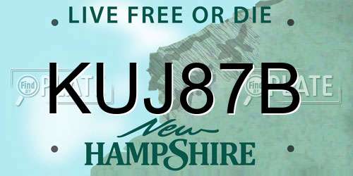 KUJ87B New Hampshire License Plate