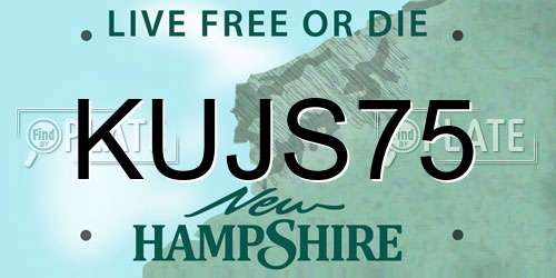 KUJS75 New Hampshire License Plate